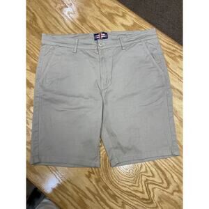 Soul of London Chino Shorts Mens 36 Khaki Cotton 8″ Flat Front Classic A37